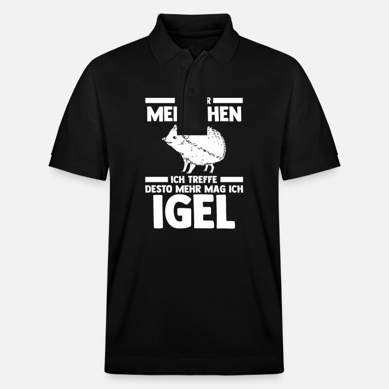 Tiermotiv Igel - Stanley/Stella Unisex Bio-Poloshirt PREPSTER - Schwarz