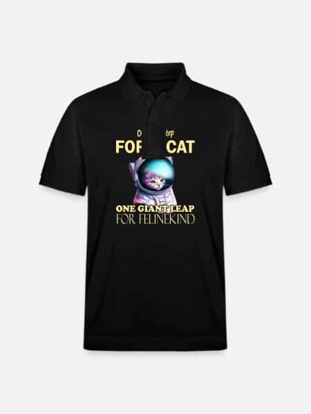 Cat Astronaut - Stanley/Stella Unisex Organic Polo Shirt PREPSTER - black