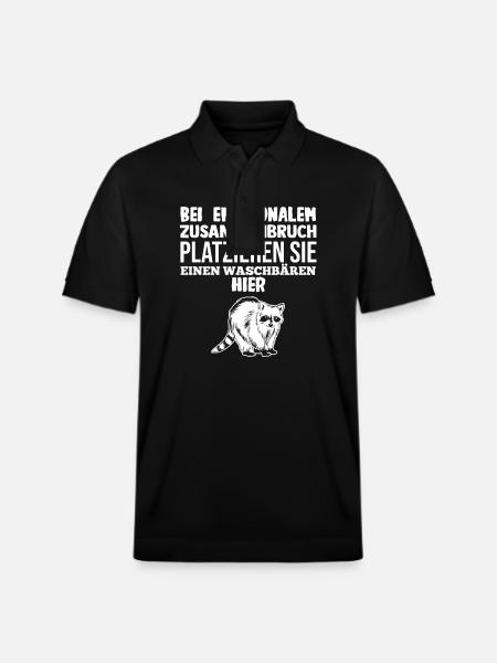 Tiermotiv Waschbär - Stanley/Stella Unisex Bio-Poloshirt PREPSTER - Schwarz
