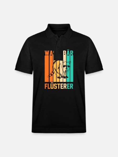 Tiermotiv Waschbär - Stanley/Stella Unisex Bio-Poloshirt PREPSTER - Schwarz