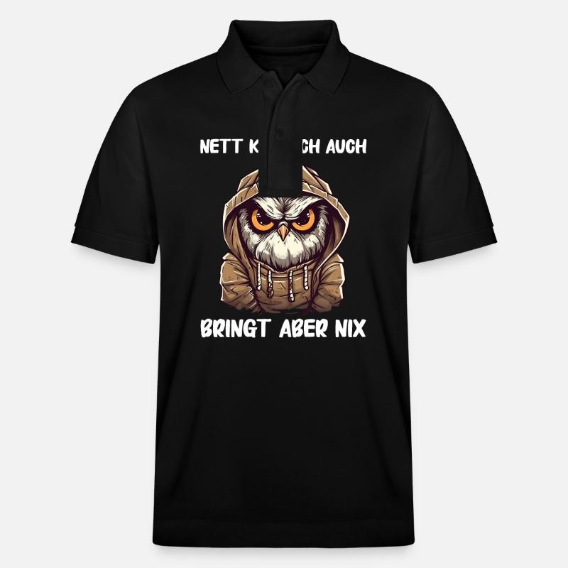 Nachteule Eule Eulen Vogel - Stanley/Stella Unisex Bio-Poloshirt PREPSTER - Schwarz