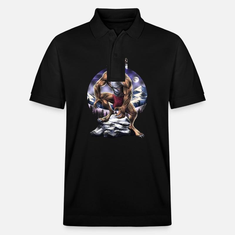 Werwolf Vollmond heult - Stanley/Stella Unisex Bio-Poloshirt PREPSTER - Schwarz