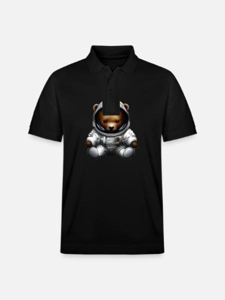 Bear in astronaut costume - Stanley/Stella Unisex Organic Polo Shirt PREPSTER - black