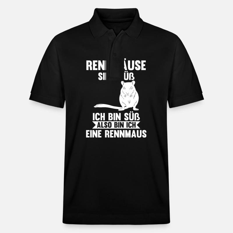 Maus Mäuse Rennmaus - Stanley/Stella Unisex Bio-Poloshirt PREPSTER - Schwarz