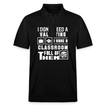 Teacher Teacher I Have A Classroom - Stanley/Stella Unisex Organic Polo Shirt PREPSTER - black - Front - Roxy (174cm) & Andy (188cm)