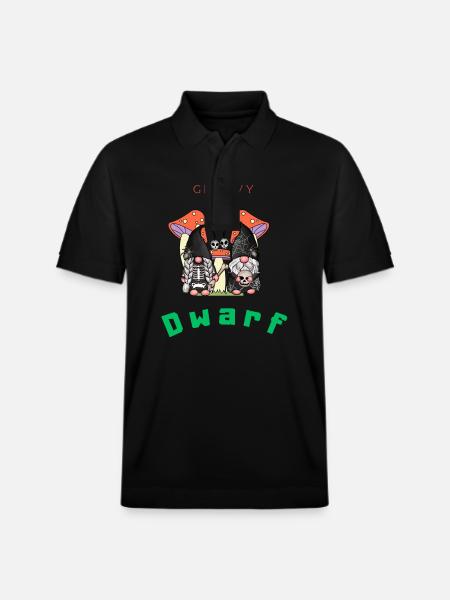 Groovy Dwarf, Skelton, Mushroom . - Stanley/Stella Unisex Organic Polo Shirt PREPSTER - black