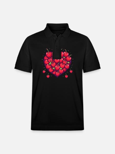 Cherry Fruit Cherries Cherry - Stanley/Stella Unisex Organic Polo Shirt PREPSTER - black