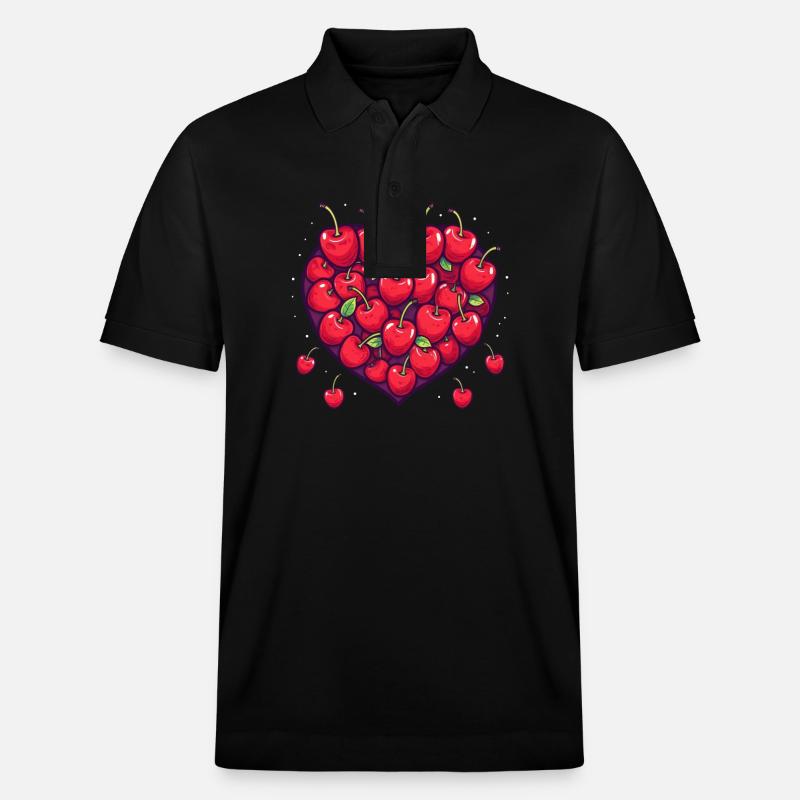 Cerise Fruit Cerises Cerise - Polo PREPSTER bio Stanley/Stella Unisexe - noir