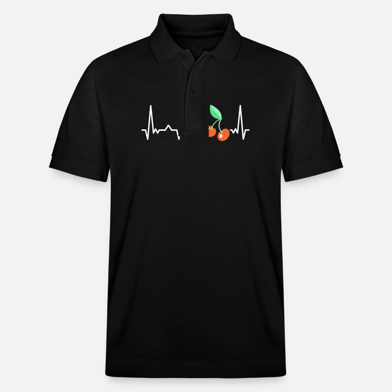Cherry Fruit Cherries Cherry - Stanley/Stella Unisex Organic Polo Shirt PREPSTER - black