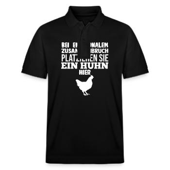 Huhn Landwirt Bauernhof Hühner - Stanley/Stella Unisex Bio-Poloshirt PREPSTER - Schwarz - Vorne - Roxy (174cm) & Andy (188cm)