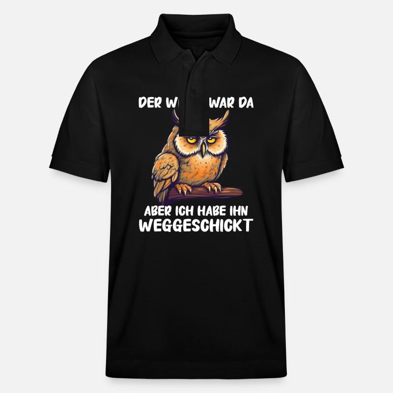 Nachteule Eule Eulen Vogel - Stanley/Stella Unisex Bio-Poloshirt PREPSTER - Schwarz
