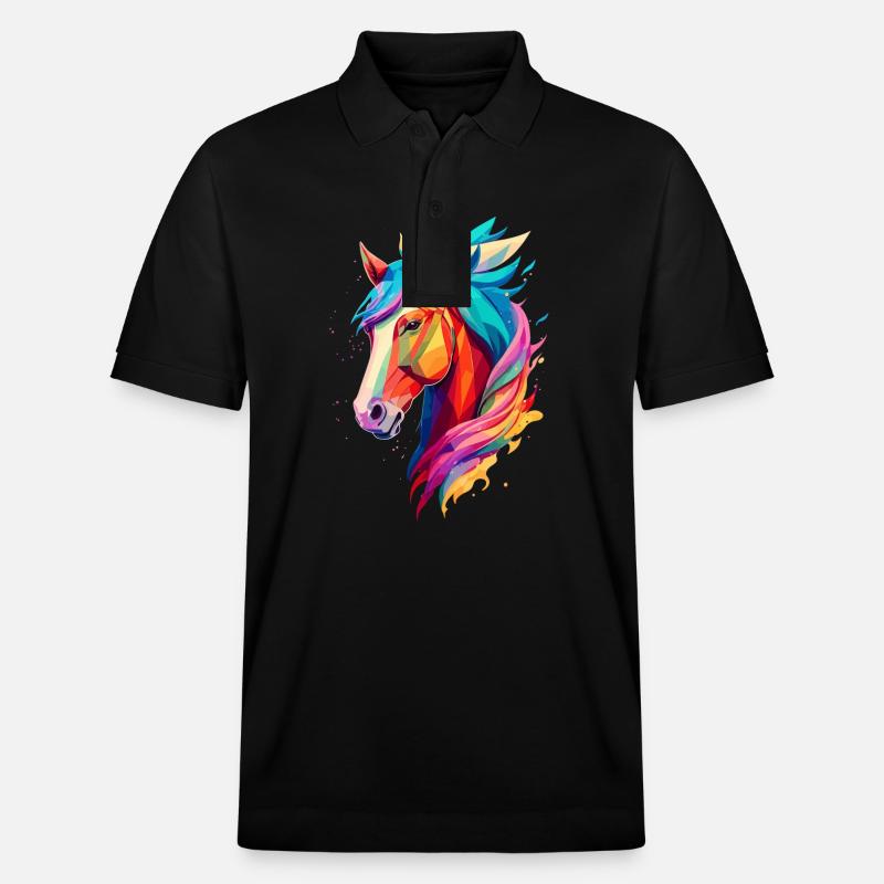 Polygon Pferd - Stanley/Stella Unisex Bio-Poloshirt PREPSTER - Schwarz