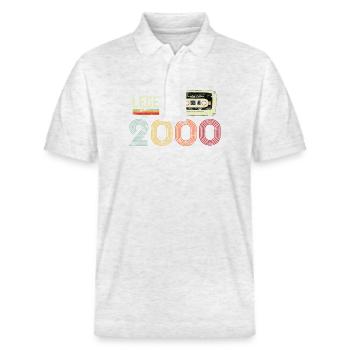 2000 Birthday Vintage Cassette - Stanley/Stella Unisex Organic Polo Shirt PREPSTER - heather white - Front - Roxy (174cm) & Andy (188cm)