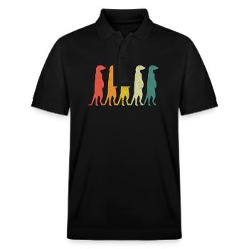 Meerkat Scratching Animal - Stanley/Stella Unisex Organic Polo Shirt PREPSTER - black - Front - Roxy (174cm) & Andy (188cm)