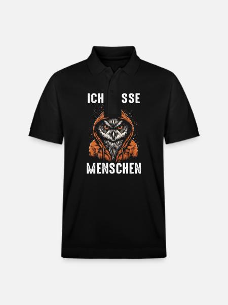 Nachteule Eule Eulen Vogel - Stanley/Stella Unisex Bio-Poloshirt PREPSTER - Schwarz