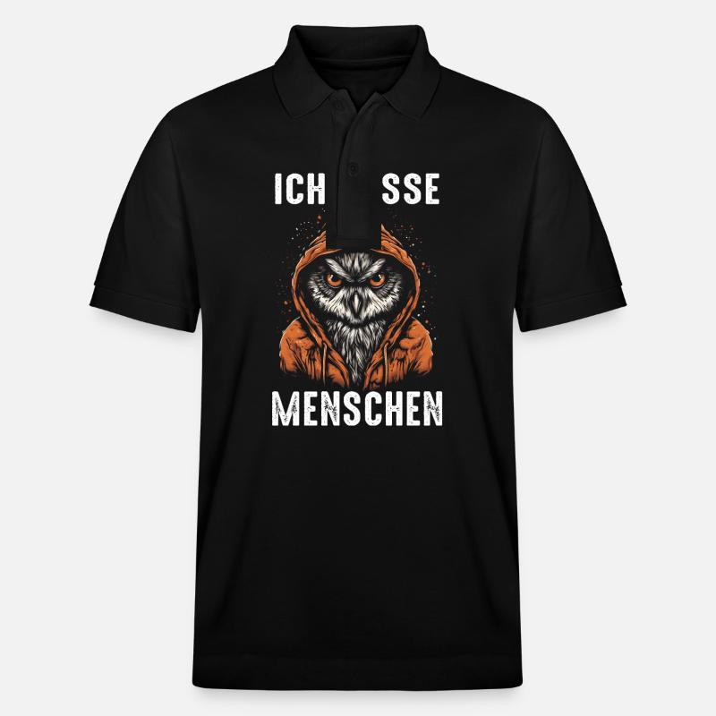 Nachteule Eule Eulen Vogel - Stanley/Stella Unisex Bio-Poloshirt PREPSTER - Schwarz