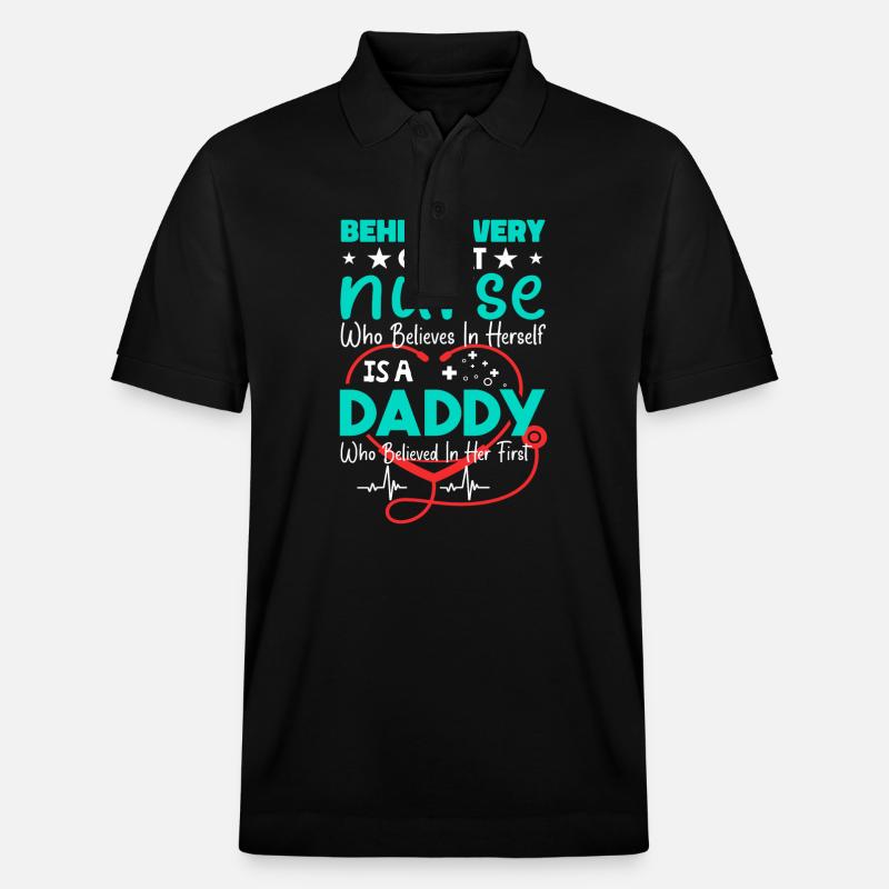 Behind Every Great Nurse - Daddy - Stanley/Stella Unisex Bio-Poloshirt PREPSTER - Schwarz
