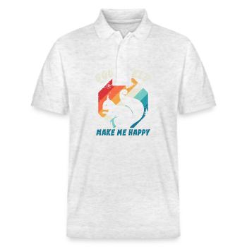 Retro Vintage Eichhörnchen für Eichhörnchenliebhaber - Stanley/Stella Unisex Bio-Poloshirt PREPSTER - Weiß meliert - Vorne - Roxy (174cm) & Andy (188cm)