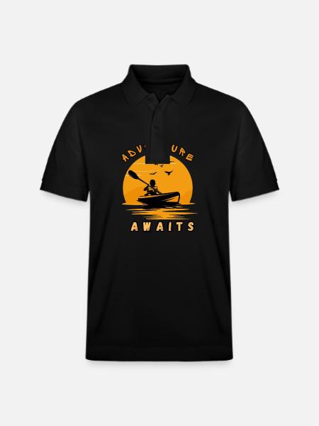 Adventure Awaits Kayak - Stanley/Stella Unisex Organic Polo Shirt PREPSTER - black