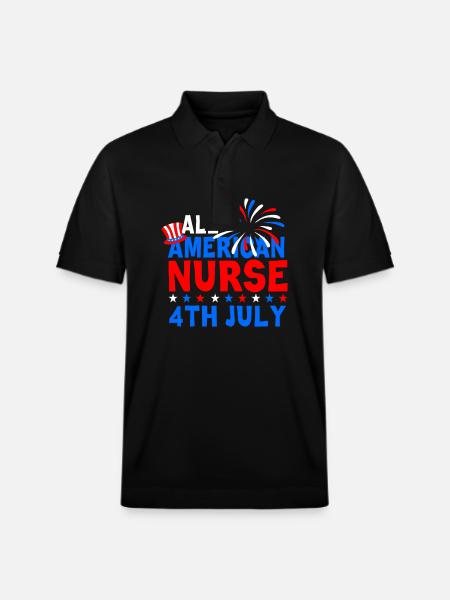 July 4th All American Nurse - Stanley/Stella Unisex Organic Polo Shirt PREPSTER - black