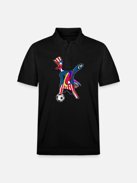 4. Juli Dabbing US-Einhorn - Stanley/Stella Unisex Bio-Poloshirt PREPSTER - Schwarz