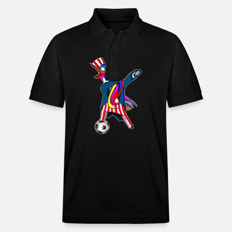 4. Juli Dabbing US-Einhorn - Stanley/Stella Unisex Bio-Poloshirt PREPSTER - Schwarz