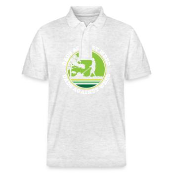 Dads Against Weed Plant Daddy Lawnmower Dad Funny - Stanley/Stella Unisex Bio-Poloshirt PREPSTER - Weiß meliert - Vorne - Roxy (174cm) & Andy (188cm)
