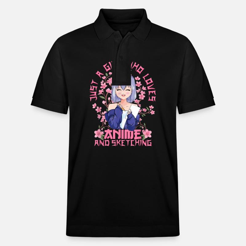 Anime Und Sketching Girl - Kitschy Sakura Cherry - Stanley/Stella Unisex Bio-Poloshirt PREPSTER - Schwarz