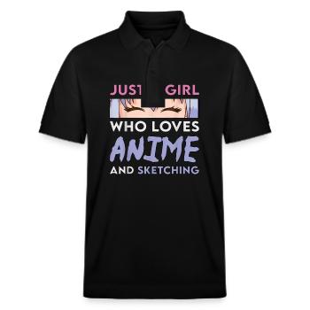 Anime and Sketching - Stanley/Stella Unisex Organic Polo Shirt PREPSTER - black - Front - Roxy (174cm) & Andy (188cm)
