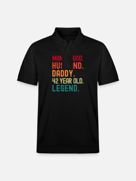 Guds mand mand far sjov 42 års fødselsdag - Stanley/Stella PREPSTER økologisk unisex poloshirt - sort