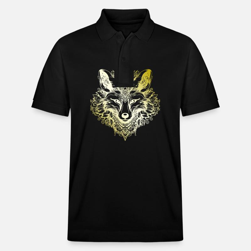 Fuchs Mandala gold - Stanley/Stella Unisex Bio-Poloshirt PREPSTER - Schwarz