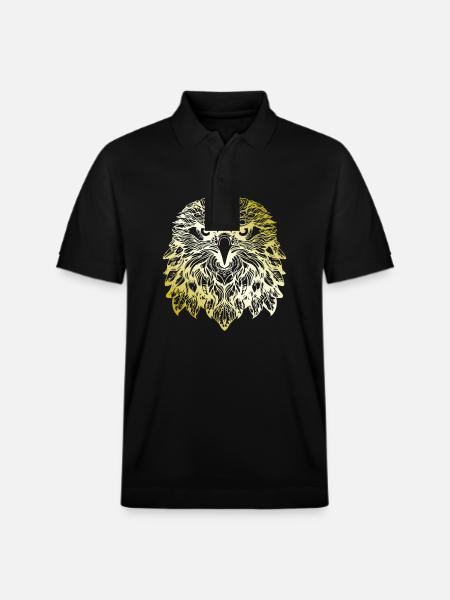 Eagle Mandala gold - Stanley/Stella Unisex Organic Polo Shirt PREPSTER - black