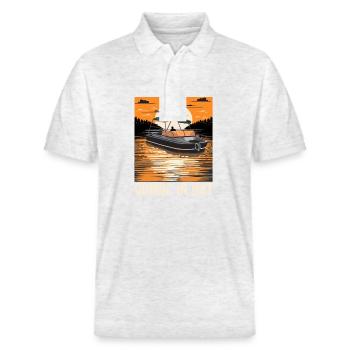 Drôle de citation de bateau à moteur Comin dans Hot Pontooning - Polo PREPSTER bio Stanley/Stella Unisexe - blanc chiné - Devant - Roxy (174cm) & Andy (188cm)