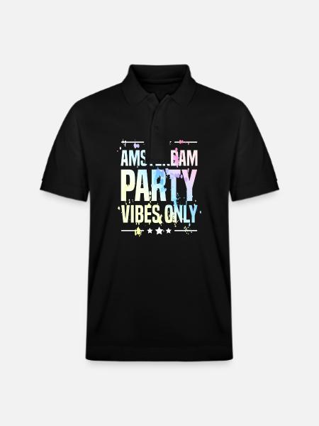 Amsterdam Party Vibes - Stanley/Stella Unisex Organic Polo Shirt PREPSTER - black