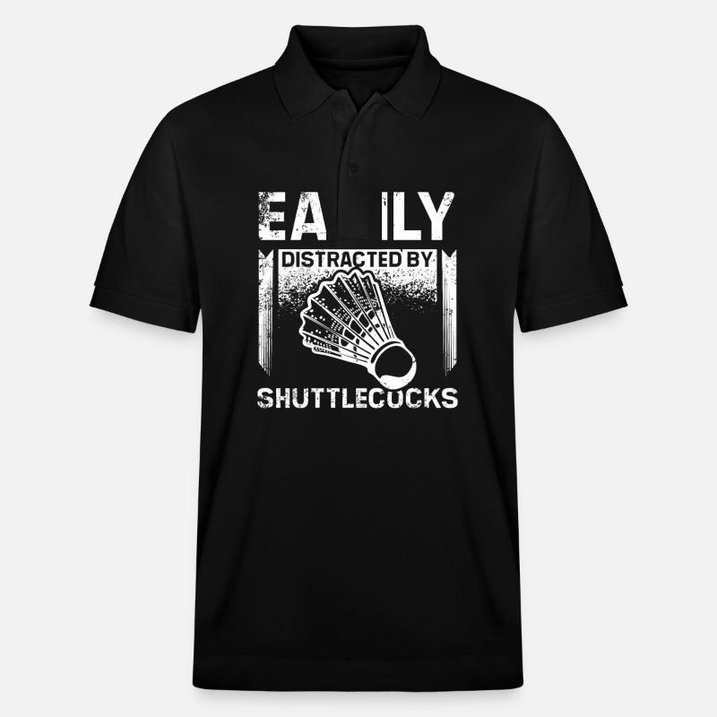 Easily distracted by badminton shuttlecocks - Stanley/Stella Unisex Bio-Poloshirt PREPSTER - Schwarz