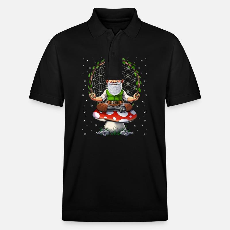 Méditation Champignon Gnome - Polo PREPSTER bio Stanley/Stella Unisexe - noir