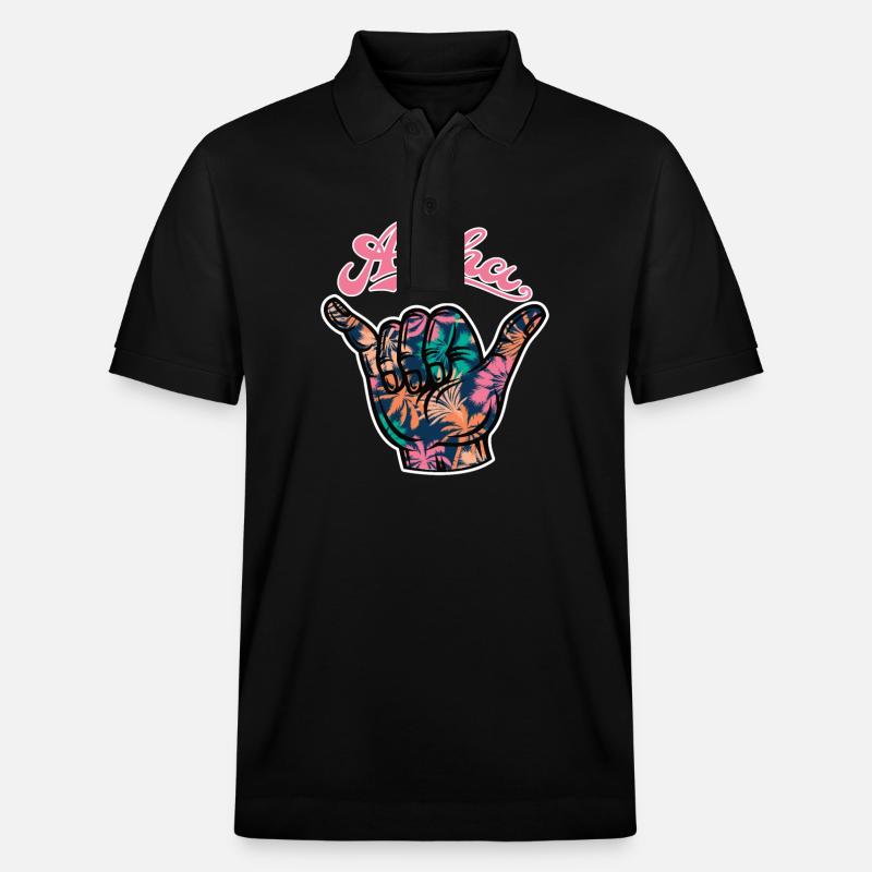2 Aloha Shaka - Polo PREPSTER bio Stanley/Stella Unisexe - noir