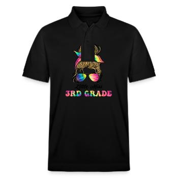 Kleine Miss Lehrerin der dritten Klasse zurück in der Schule - Stanley/Stella Unisex Bio-Poloshirt PREPSTER - Schwarz - Vorne - Roxy (174cm) & Andy (188cm)