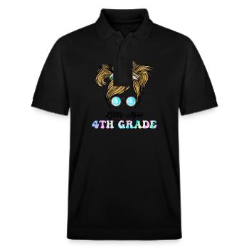 4. Klasse Little Miss Messy Bun Batikfarbe Zurück zu - Stanley/Stella Unisex Bio-Poloshirt PREPSTER - Schwarz - Vorne - Roxy (174cm) & Andy (188cm)