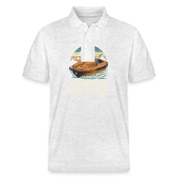 Grumpy Motorboat Captain Pontoon Boat Owner - Stanley/Stella Unisex Organic Polo Shirt PREPSTER - heather white - Front - Roxy (174cm) & Andy (188cm)