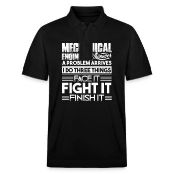 Mechanical Engineer Solves Problem - Stanley/Stella Unisex Organic Polo Shirt PREPSTER - black - Front - Roxy (174cm) & Andy (188cm)