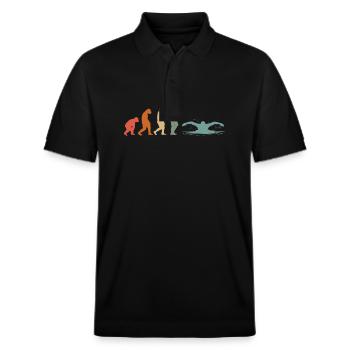 Schwimmer schwimmen Vintage Evolution Schwimm - Stanley/Stella Unisex Bio-Poloshirt PREPSTER - Schwarz - Vorne - Roxy (174cm) & Andy (188cm)