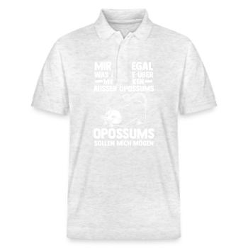 Opossum - Stanley/Stella Unisex Bio-Poloshirt PREPSTER - Weiß meliert - Vorne - Roxy (174cm) & Andy (188cm)