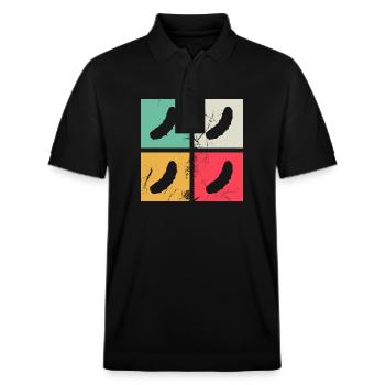 Cucumber Pickle Kukumer Retro Gift - Stanley/Stella Unisex Organic Polo Shirt PREPSTER - black - Front - Roxy (174cm) & Andy (188cm)
