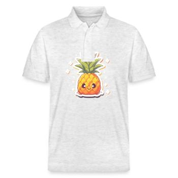 ananas plante fruit décoration ananas - Polo PREPSTER bio Stanley/Stella Unisexe - blanc chiné - Devant - Roxy (174cm) & Andy (188cm)