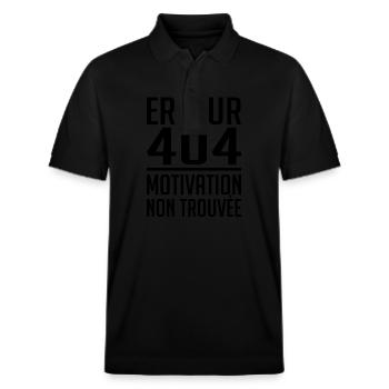 Erreur 404 Motivation Non Trouvée Humour Cadeau - Polo PREPSTER bio Stanley/Stella Unisexe - noir - Devant - Roxy (174cm) & Andy (188cm)