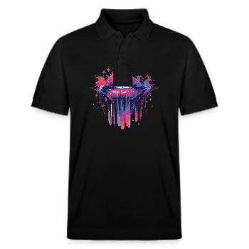 Lippen Kussmund Kuss Mund Rote Lippen - Stanley/Stella Unisex Bio-Poloshirt PREPSTER - Schwarz - Vorne - Roxy (174cm) & Andy (188cm)