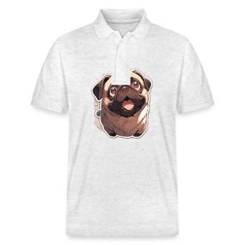 Carlin Carlin Chien Pug Cadeaux Carlin Amoureux du Carlin - Polo PREPSTER bio Stanley/Stella Unisexe - blanc chiné - Devant - Roxy (174cm) & Andy (188cm)