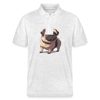 Carlin Carlin Chien Pug Cadeaux Carlin Amoureux du Carlin - Polo PREPSTER bio Stanley/Stella Unisexe - blanc chiné - Devant - Roxy (174cm) & Andy (188cm)