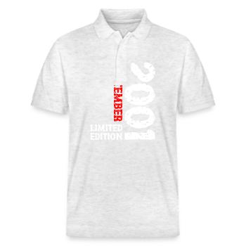 2001 September Limited Edition 22. Geburtstag Deko - Stanley/Stella Unisex Bio-Poloshirt PREPSTER - Weiß meliert - Vorne - Roxy (174cm) & Andy (188cm)